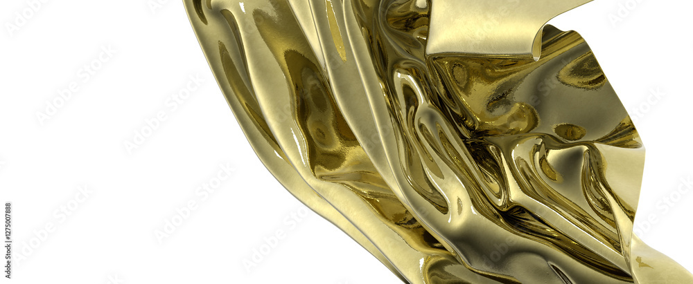 Poster golden fabric folds and drapes in a luxurious display