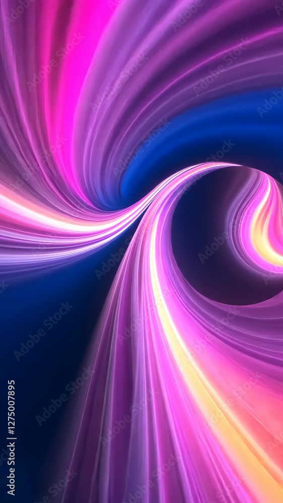 Poster abstract colorful light warp tunnel loop in vivid neon hues with dynamic motion effects and vibrant 