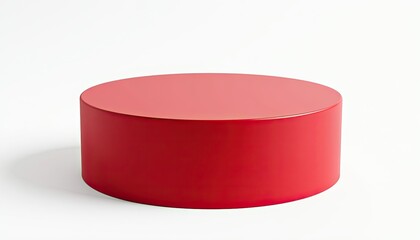 Glossy Red Round Table on a Fresh White Background. A red table with a white background. 