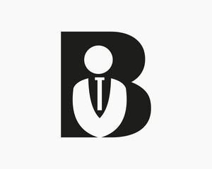 Initial Letter B Business Man Logo Concept With Man Symbol Vector Template