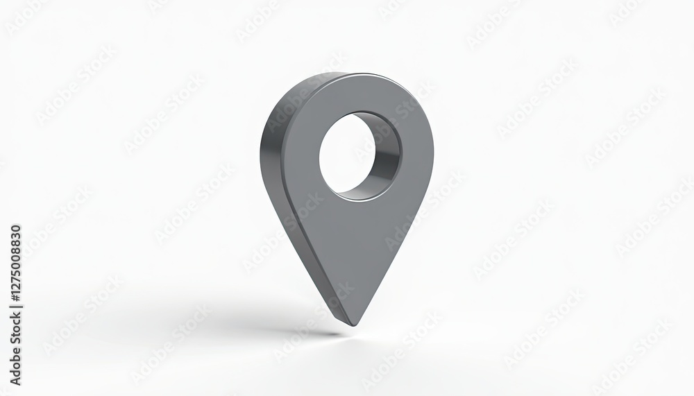 Aufkleber sleek 3d gray map pointer icon psd mockup with smooth glossy finish on white background. a 3d render