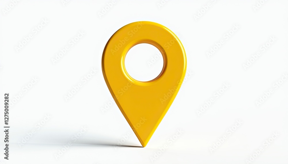 Aufkleber able glossy yellow 3d map pin design for white background. a yellow map pointer on a white backgroun