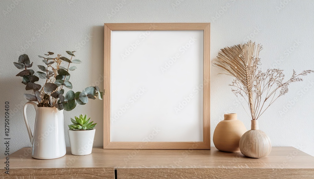 Poster minimalist 3d render striking gallery frame mockup in a print format, elevating modern interiors wit
