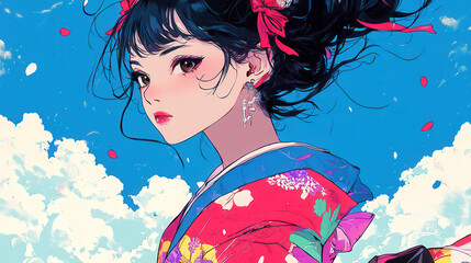 着物を着た女性 イラスト