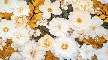 flowers and leaves in pictures illustrator2D. Generative AI Illustration