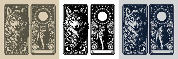 tribal wolf vector playing card tattoo design