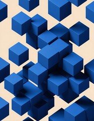 Obraz premium Dimensional Blue, A Modern Abstract Arrangement of Cubes in Azure