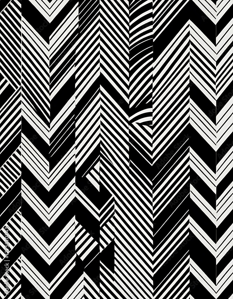 Poster dynamic black and white chevron pattern with intersecting angles