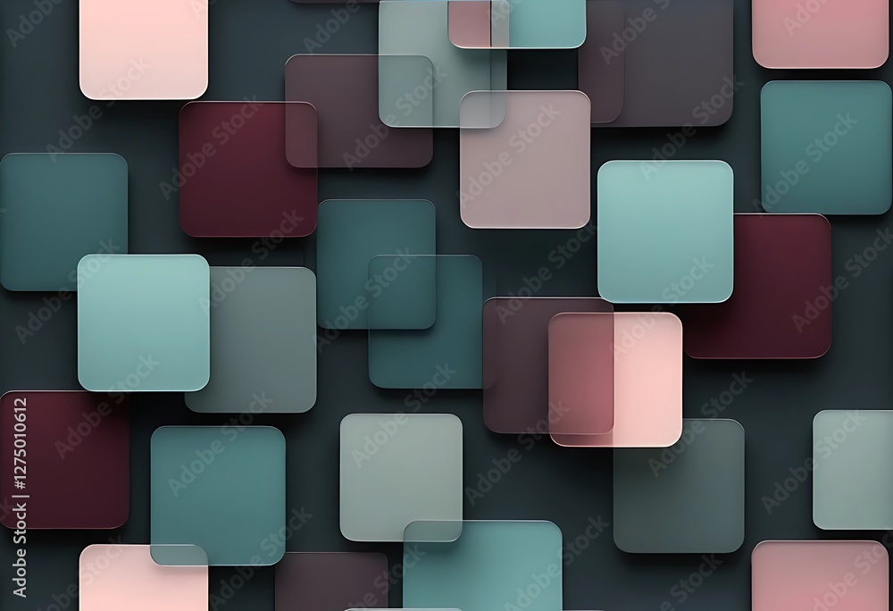 Poster elegant interplay of square shapes with translucent layers in subtle tones