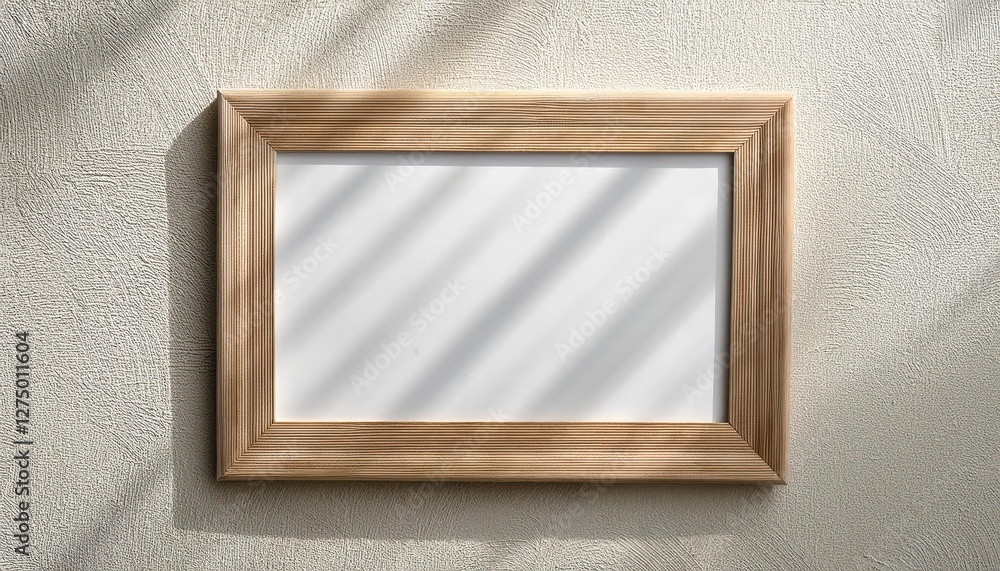 Aufkleber Minimalist Frame on Textured Stucco Background A Symphony of Light and Shadow in a Mockup, Emphasizing Modern Elegance and Clean Lines