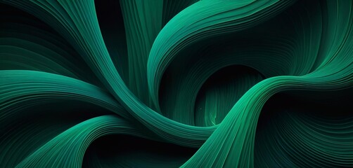 Fototapeta premium Dark green background image, thread, fabric, 3D texture banner
