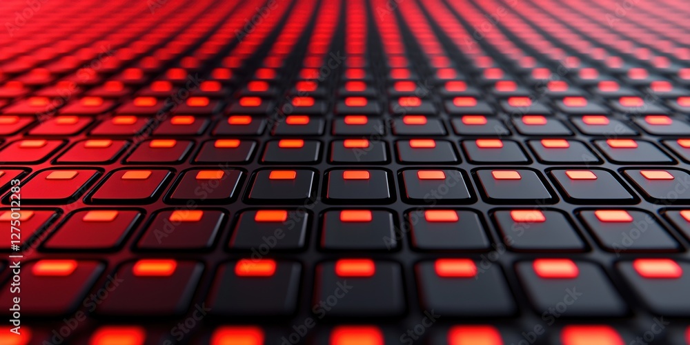 Poster esport concepts. abstract view of illuminated keyboard keys in red and black.