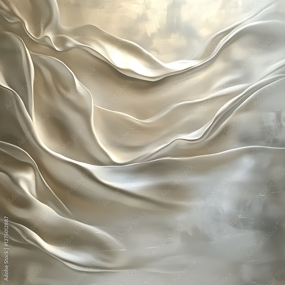 Poster an elegant representation of flowing satin fabric, showcasing soft curves and subtle textures