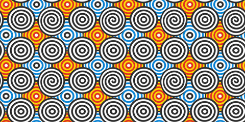 Vibrant geometric pattern with spiral circles and colorful background