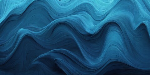 Obraz premium Wavy line abstract digital art in dark blue, creating depth and dimension with mesmerizing wavelike pattern and dreamy quality.