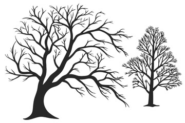 Obraz premium set of bare tree silhouette vector illustration
