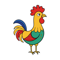 A Zentangle-stylized rooster with intricate patterns, bold lines, and swirling details, blending artistic elegance with a lively, dynamic pose full of texture and charm.