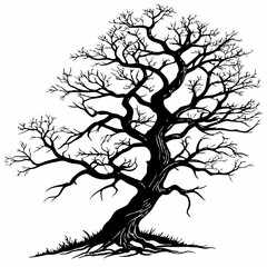 bare tree silhouette vector illustration