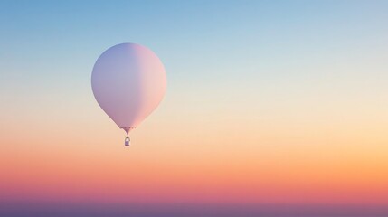 Obraz premium 28.Wide shot of a blank white helium balloon rising into the atmosphere, its smooth surface standing out sharply against the vivid hues of the horizon.