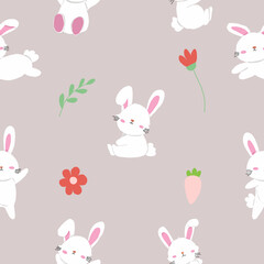 Adorable and Cute White Bunny Seamless Pattern