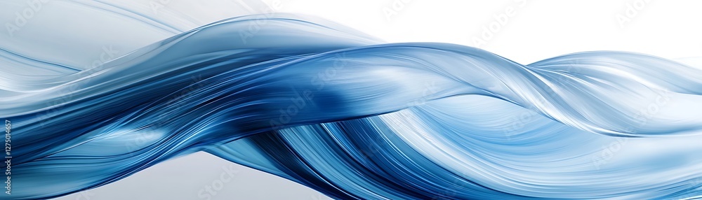 Poster beautiful abstract waves of blue and white seamlessly blending together, creating a calming and flui