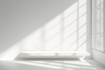 Obraz premium White room sunlight minimalist display shelf window