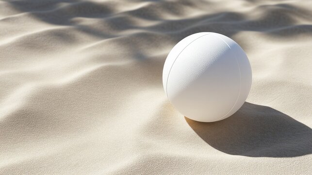 70.3D illustration of an unmarked white beach ball placed on a sandy texture with soft shadows, ideal for mockups or branding concepts.