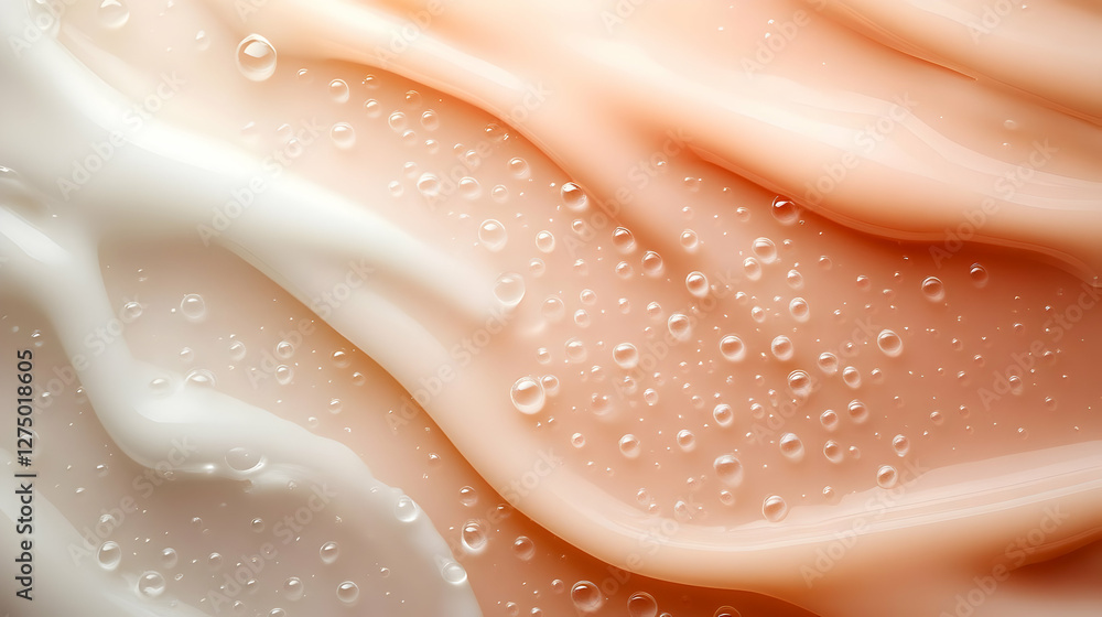Aufkleber a close-up abstract image of creamy textures with soft colors and water droplets, perfect for backgr