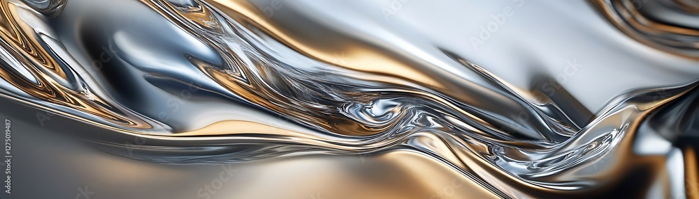 Poster this abstract image features smooth, flowing metallic textures creating a captivating visual effect.