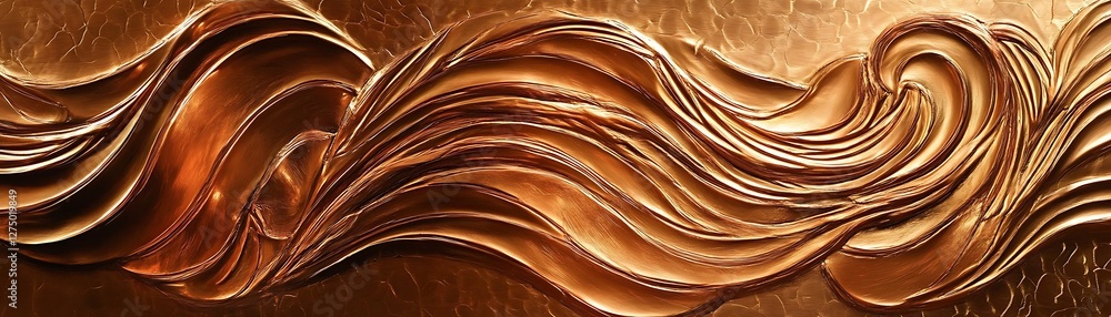 Poster this abstract image showcases flowing textures in a rich copper tone, creating a sense of movement a