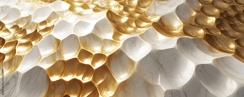 Poster this stunning abstract image showcases intricate patterns in gold and white, demonstrating a harmoni