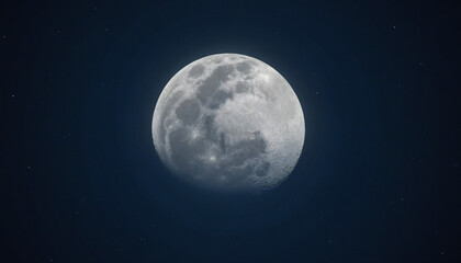 Naklejka premium Beautiful full moon in night sky with stars, showcasing lunar details and copy space for celestial designs