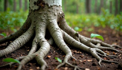 Close-up Tree Roots in Forest