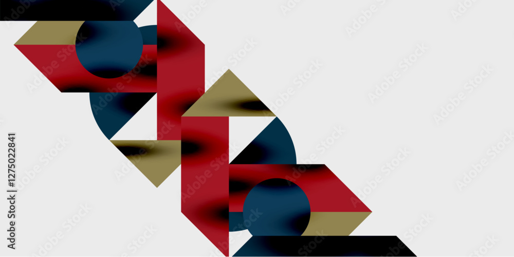 Poster modern abstract background featuring circles, lines, and triangles in a dynamic geometric compositio