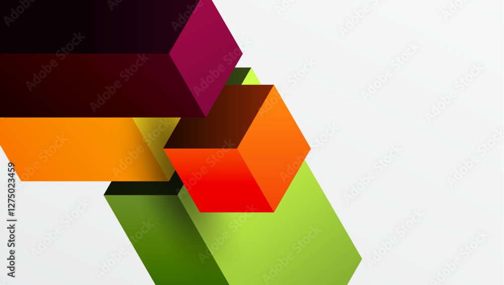 Aufkleber Sleek abstract design featuring isometric 3D blocks in a clean, modern composition. Perfect for tech-inspired themes, with vibrant colors and geometric precision