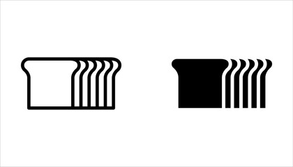 Bread sliced bakery icon set, bread loaf and bread slices icon on white background