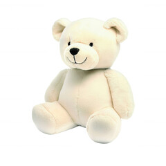 Obraz premium Cream-Colored Plush Teddy Bear Sitting Upright