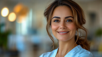 Fototapeta premium Confident Female Healthcare Professional in a Bright Medical Setting