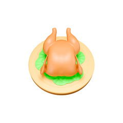 a 3D rendered illustration of roasted chicken 