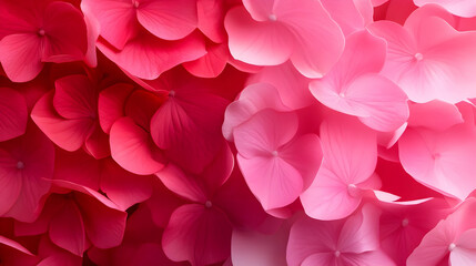 Fototapeta premium A vibrant close-up of pink hydrangea petals, showcasing their delicate textures and soft hues, perfect for nature-themed visuals.