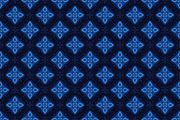 Blue Classic Flowers Seamless Pattern