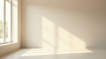 Empty Room with Sunlight Streaming Through Window, Perfect for Interior Design Mockups