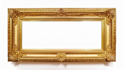 Elegant Gold Frame in Pure White Background, Perfect for Showcasing Artwork, Photography, or Reflections