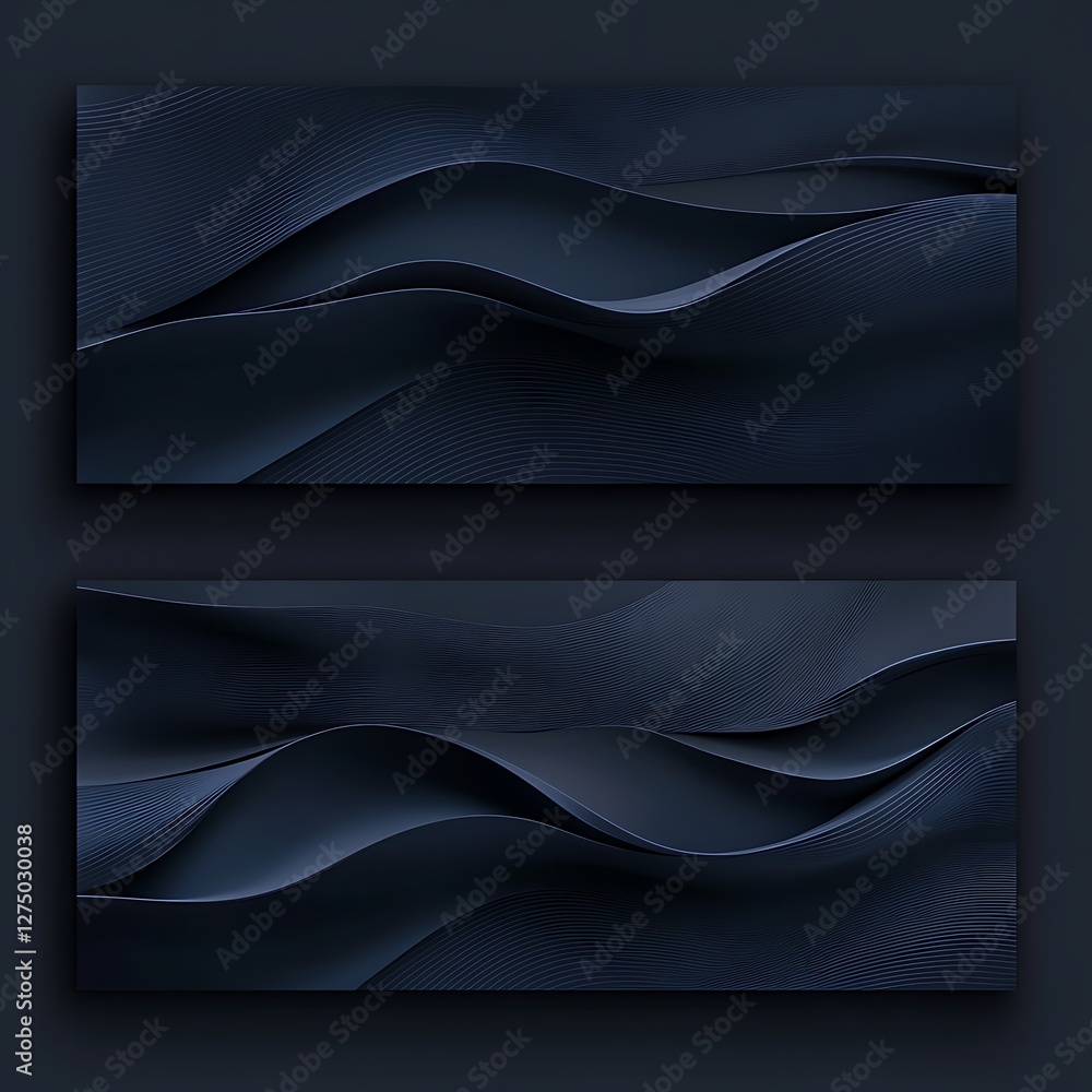 Poster abstract dark waves in a minimalist design create a sense of depth and elegance