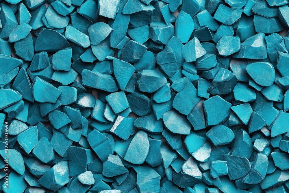 Poster seamless turquoise colored stones, featuring various shapes and sizes, creating a textured backgroun