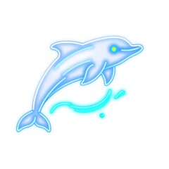 Obraz premium Neon Glowing Dolphin Illustration with Soft Blue Light