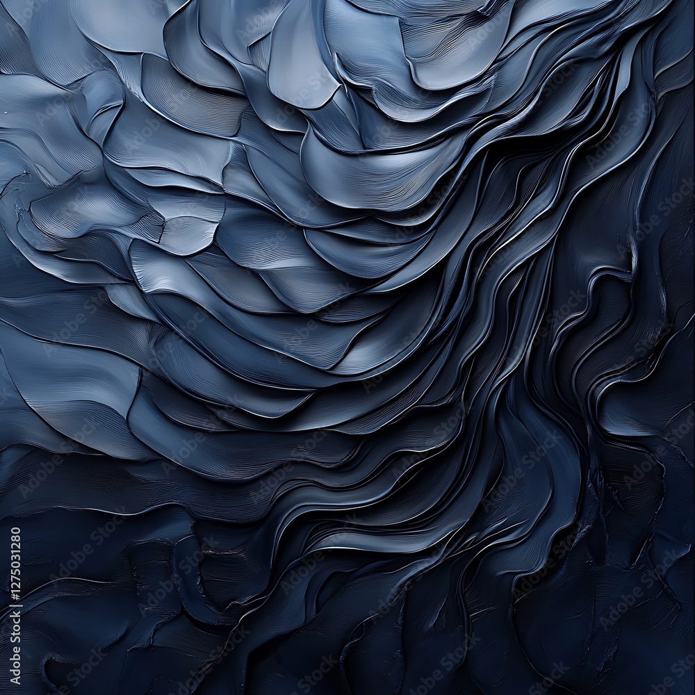 Poster abstract texture featuring elegant waves in deep blue tones. the fluid design creates a sense of mov