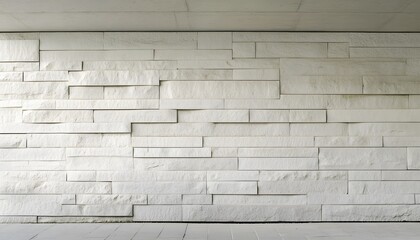 Fototapeta premium White brick wall with horizontal tiles and concrete ceiling