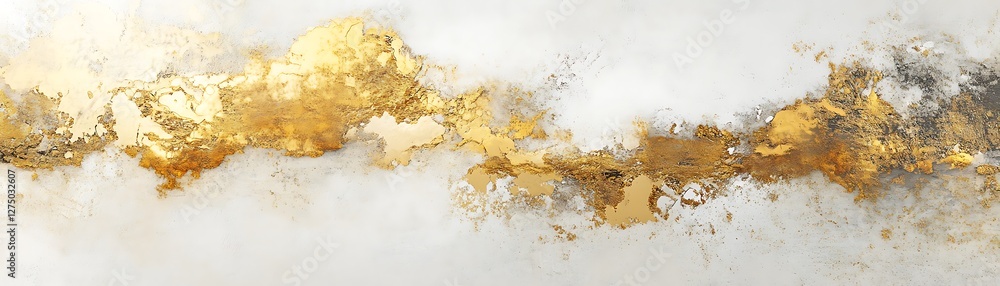 Poster a stunning abstract artwork featuring a blend of soft whites and shimmering golds, creating a captiv
