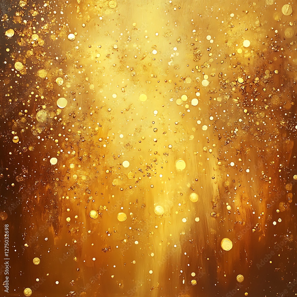 Poster a stunning abstract artwork featuring a cascade of golden particles that create a sense of warmth an